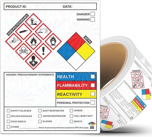 مجموعة الملصقات اللاصقة NFPA (لافتة وأرقام ورموز) | 17 بوصة طويل القامة (من الطرف إلى الطرف)، فينيل مصقول بالألماس | ملصقات السلامة الكيميائية NFPA لمكان العمل in Saudi Arabia