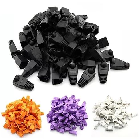 أحذية تخفيف إجهاد الكابل 300 قطعة من قبعات موصل شبكة إيثرنت RJ45 الملونة لتخفيف الضغط (أزرق) in Kuwait