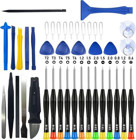 42-Piece Professional Electronics Opening Pry Tool Repair Kit with Steel and Carbon Fiber Nylon Spudgers, Anti-Static Tweezers and 13 Screwdrivers for Open Cellphone, Laptops, Tablets in Kuwait