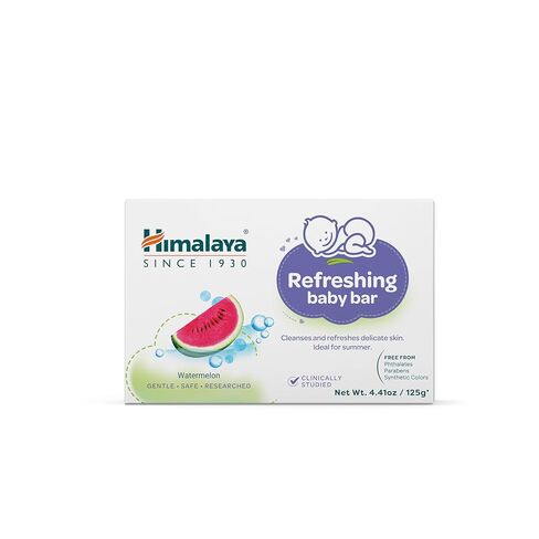 Himalaya Refreshing Baby Bar, Gentle Herbal Cleanser for Baby’s Delicate Skin, Soothes and Hydrates, No Post-Bath Dryness, Adds Freshness, Clinically Studied, 4.41 oz (125g) 3 Pack in Kuwait
