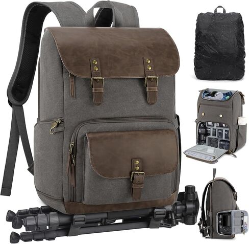 حقيبة كاميرا RAINSMORE احترافية لكاميرات DSLR/SLR بدون مرآة مضادة للماء مقاس 15.6 بوصة للكمبيوتر المحمول مع غطاء مطر جانبي وحامل ثلاثي القوائم كبير مضاد للسرقة حقائب ظهر للكاميرا للمصورين in Saudi Arabia