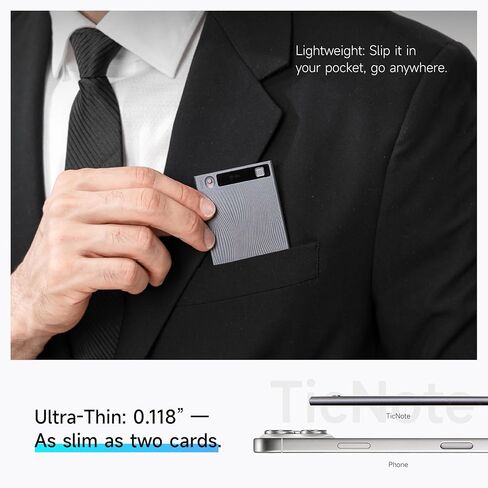 مسجل صوت Mobvoi TicNote AI مع النسخ والملخص بالذكاء الاصطناعي، جهاز تدوين الملاحظات بالذكاء الاصطناعي للتحكم في التطبيقات، يدعم أكثر من 120 لغة للمحاضرات والاجتماعات والمكالمات، وتسجيل ثنائي الوضع، 64 جيجابايت، إصدار جديد 2026 in Kuwait