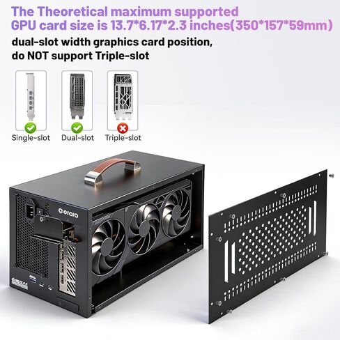 حاوية ORARA eGPU متوافقة مع محطة Thunderbolt 3/4/USB4 40Gbps eGPU Dock مع 750WPSU، حاوية بطاقة رسومات خارجية مدمجة متوافقة مع NVIDIA/AMD PCIe، PD 85W، سلسلة Daisy (أسود) in Kuwait