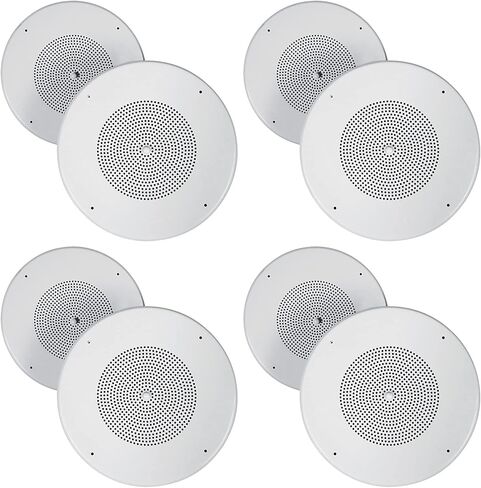 Rockville MC80 8 in 70V Commercial in-Ceiling Metal PA Speaker, 70Hz-20kHz Frequency Response, 20-Watt RMS 8 Ohm Bypass, Background Music and Paging, 8-Piece in Saudi Arabia
