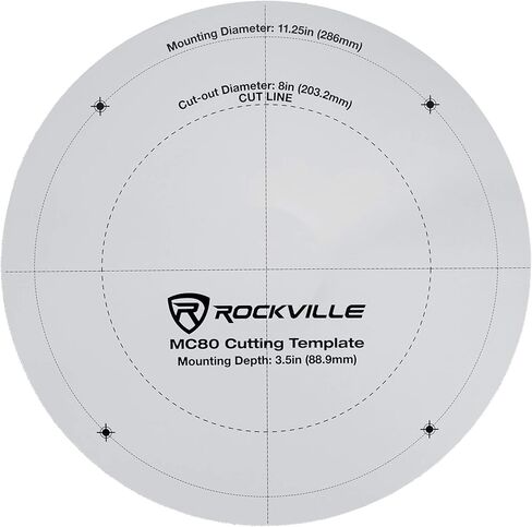 Rockville MC80 8 in 70V Commercial in-Ceiling Metal PA Speaker, 70Hz-20kHz Frequency Response, 20-Watt RMS 8 Ohm Bypass, Background Music and Paging, 8-Piece in Saudi Arabia