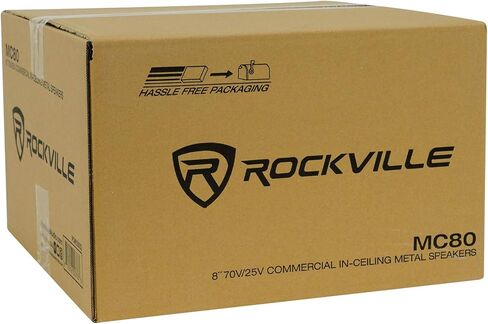 Rockville MC80 8 in 70V Commercial in-Ceiling Metal PA Speaker, 70Hz-20kHz Frequency Response, 20-Watt RMS 8 Ohm Bypass, Background Music and Paging, 8-Piece in Saudi Arabia