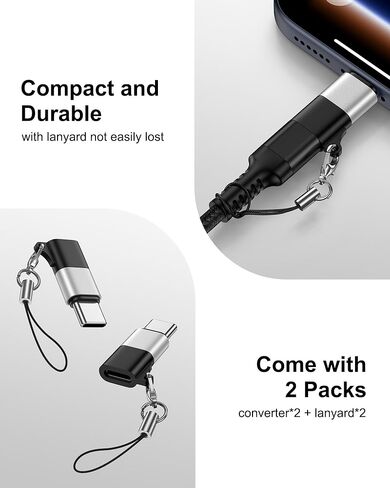 محول Lightning إلى USB C، 2 حزمة USB C إلى محول Lightning لأجهزة iPhone 15/16/17 Pro/iPad Pro/AirPods 3، وموصل Apple Lightning إلى Type C للشحن السريع ونقل البيانات - ليس للصوت أو OTG in Kuwait