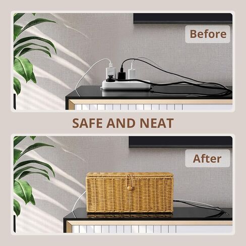 Cable Management Box, Handwoven Synthetic Rattan Cable Organizer, 2 Side Open Slots Cords Hider Box, Under Desk Cord Organizer for USB Wire, TV PC Charger & Power Strip, Natural in Saudi Arabia