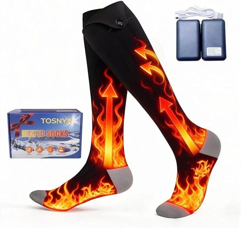 Heated Socks for Men & Women, Rechargeable Battery Powered, 4 Heat Settings Winter Socks,Washable Electric Foot Warmer and Leg Warmers for Winter, Hunting, Camping, Hiking, Fishing, Outdoor Activities in Saudi Arabia