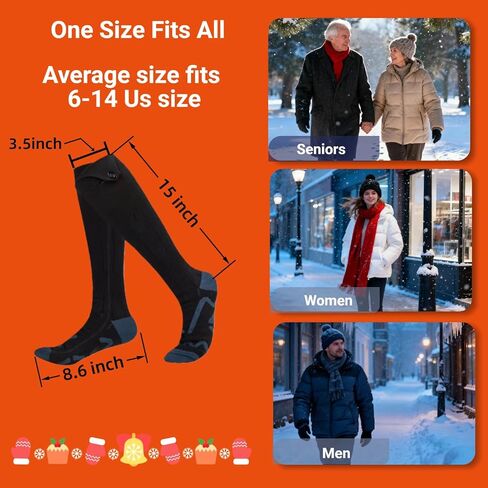 Heated Socks for Men & Women, Rechargeable Battery Powered, 4 Heat Settings Winter Socks,Washable Electric Foot Warmer and Leg Warmers for Winter, Hunting, Camping, Hiking, Fishing, Outdoor Activities in Saudi Arabia