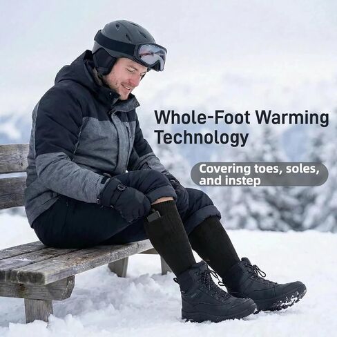 Heated Socks for Men & Women, Rechargeable Battery Powered, 4 Heat Settings Winter Socks,Washable Electric Foot Warmer and Leg Warmers for Winter, Hunting, Camping, Hiking, Fishing, Outdoor Activities in Saudi Arabia