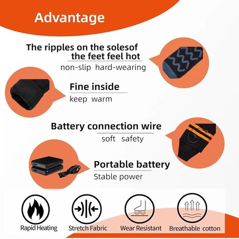 Heated Socks for Men & Women, Rechargeable Battery Powered, 4 Heat Settings Winter Socks,Washable Electric Foot Warmer and Leg Warmers for Winter, Hunting, Camping, Hiking, Fishing, Outdoor Activities in Saudi Arabia