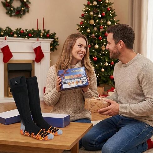 Heated Socks for Men & Women, Rechargeable Battery Powered, 4 Heat Settings Winter Socks,Washable Electric Foot Warmer and Leg Warmers for Winter, Hunting, Camping, Hiking, Fishing, Outdoor Activities in Saudi Arabia