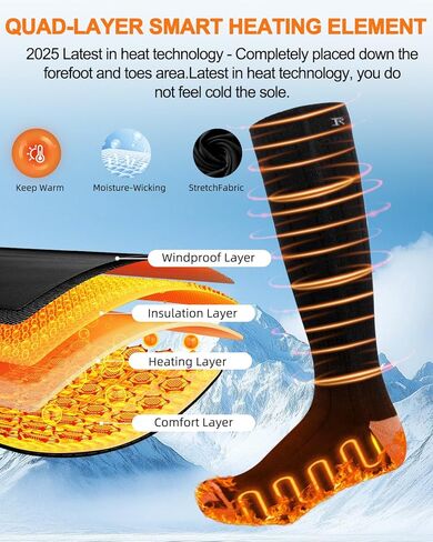 Heated Socks for Men Women - Upgraded Rechargeable, Electric Heated Socks Up to 8 Hours with 4 Heating Levels for Hunting, Camping, Hiking, Skiing, Walking, Fishing, Cycling, Outdoor Work in Saudi Arabia