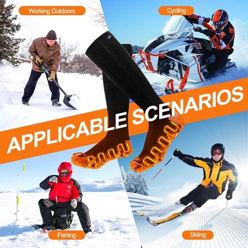 Heated Socks for Men Women - Upgraded Rechargeable, Electric Heated Socks Up to 8 Hours with 4 Heating Levels for Hunting, Camping, Hiking, Skiing, Walking, Fishing, Cycling, Outdoor Work in Saudi Arabia