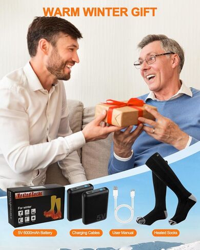 Heated Socks for Men Women - Upgraded Rechargeable, Electric Heated Socks Up to 8 Hours with 4 Heating Levels for Hunting, Camping, Hiking, Skiing, Walking, Fishing, Cycling, Outdoor Work in Saudi Arabia