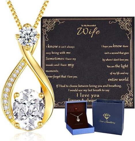 1.5CT Moissanite Infinity Pendant Necklace in Gift Box|Anniversary Wedding Gifts for Women Wife Her|S925 Sterling Silver 18K White Gold/Gold Filled|Jewelry for Birthday Christmas Valentines Day in Saudi Arabia