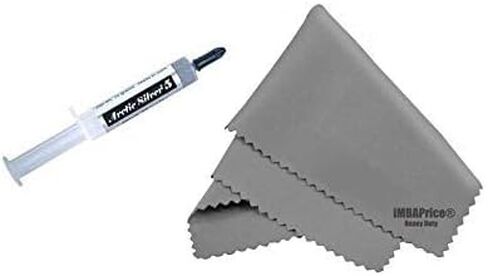 Arctic Silver 5 (AS5-12G) 12G مركب حراري من الفضة الاصطناعية + قطعة قماش للتنظيف من الألياف الدقيقة (7 × 6 بوصات) in Saudi Arabia