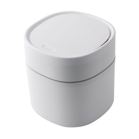 سلة قمامة صغيرة من البلاستيك لسطح المكتب، صندوق قمامة على الطراز الشمالي، صندوق برميل أشتات، غطاء قابل للإزالة لمكتب المكتب والحمام (أبيض) in Kuwait