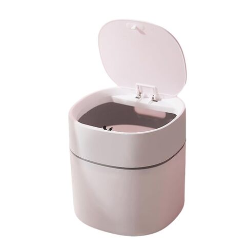 سلة قمامة صغيرة من البلاستيك لسطح المكتب، صندوق قمامة على الطراز الشمالي، صندوق برميل أشتات، غطاء قابل للإزالة لمكتب المكتب والحمام (أبيض) in Kuwait