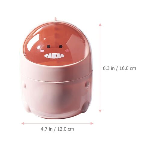 Small Pink Flip-top Mini Garbage Can Cartoon Dinosaur Desktop Trash Bin Plastic Waste Paper Container for Office Tabletop Storage and Fruit Peel Disposal in Saudi Arabia