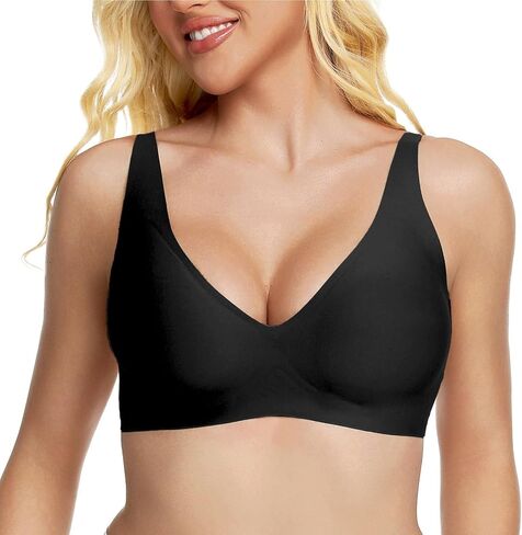 Jelly Wireless Bra Deep V Push Up Seamless T-Shirt Comfortable Plunge No Underwire Bras with Adjustable Straps Everyday Bras in Saudi Arabia