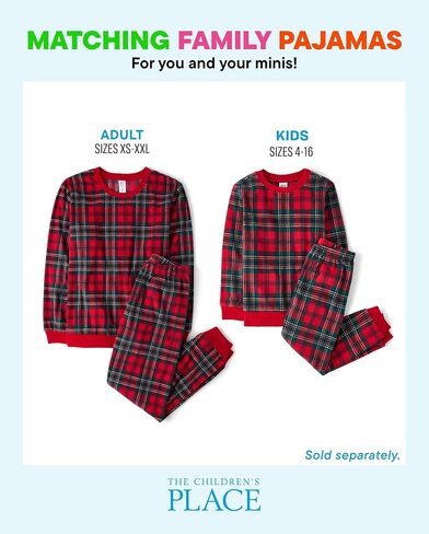 The Children's Place,Unisex Baby,Family Matching, Holiday Pajama Sets, Fleece,Red Tartan- Kids,Medium in Saudi Arabia
