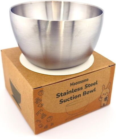 Stainless Steel Baby & Toddler Suction Bowl – 4.3" Baby Led Weaning Bowl with Strong Silicone Base, 6M+ Self Feeding, Double Wall Insulated, Plastic-Free, Dishwasher Safe in Saudi Arabia