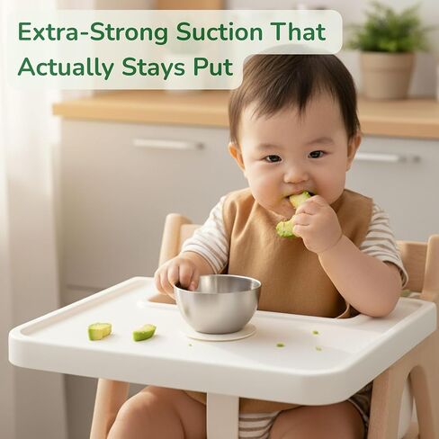 Stainless Steel Baby & Toddler Suction Bowl – 4.3" Baby Led Weaning Bowl with Strong Silicone Base, 6M+ Self Feeding, Double Wall Insulated, Plastic-Free, Dishwasher Safe in Saudi Arabia