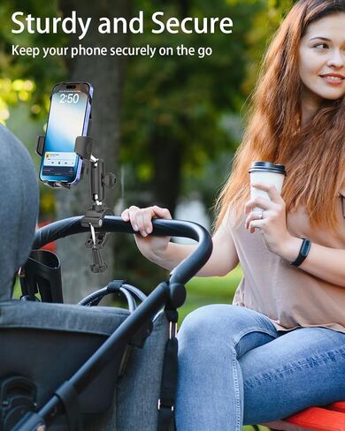 woleyi Wheelchair Phone Holder, [Ultra Stable Straps] Stroller Cell Phone Mount, Shopping Cart Handlebar Clip with Metal Arm, for iPhone Air 17 Pro Max, 16 15 14 13 12 Plus, S20, More 4-7" Smartphones in Saudi Arabia