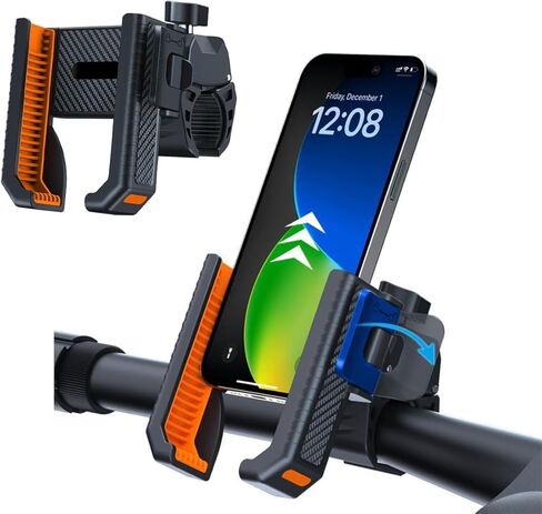 Upgraded Bike Phone Mount, QuickRelease, 360° Rotation, Durable Plastic,for 22-45mm Handlebars and 4.5"-7.0" Smartphones, Overhead Mounting in Saudi Arabia
