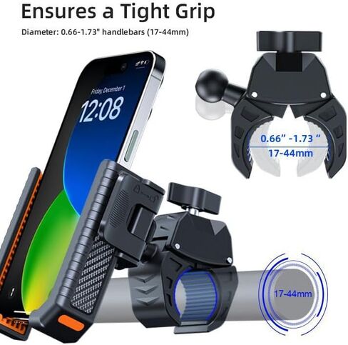 Upgraded Bike Phone Mount, QuickRelease, 360° Rotation, Durable Plastic,for 22-45mm Handlebars and 4.5"-7.0" Smartphones, Overhead Mounting in Saudi Arabia