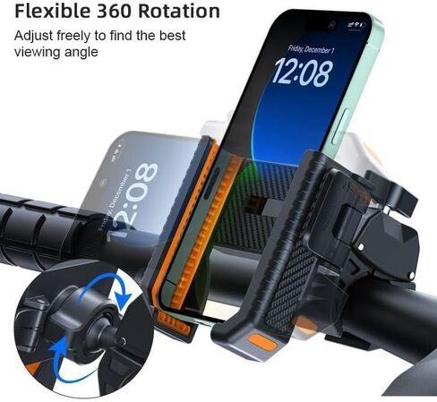 Upgraded Bike Phone Mount, QuickRelease, 360° Rotation, Durable Plastic,for 22-45mm Handlebars and 4.5"-7.0" Smartphones, Overhead Mounting in Saudi Arabia