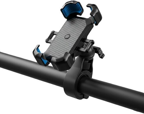 Secure Black Shockproof Bike Phone Mount, Hands-Free GPS Holder for E-Bikes & Motorcycles, Cycling Accessory in Saudi Arabia