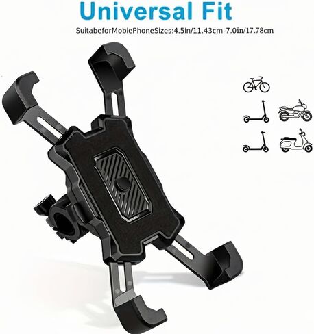 Secure Black Shockproof Bike Phone Mount, Hands-Free GPS Holder for E-Bikes & Motorcycles, Cycling Accessory in Saudi Arabia