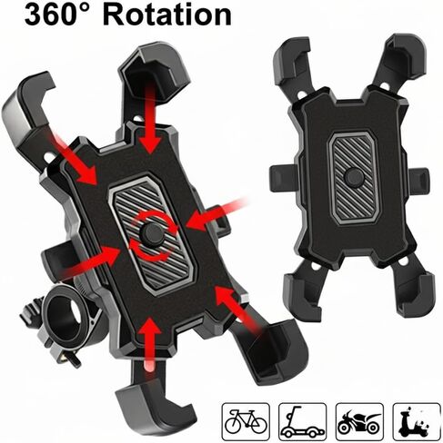 Secure Black Shockproof Bike Phone Mount, Hands-Free GPS Holder for E-Bikes & Motorcycles, Cycling Accessory in Saudi Arabia