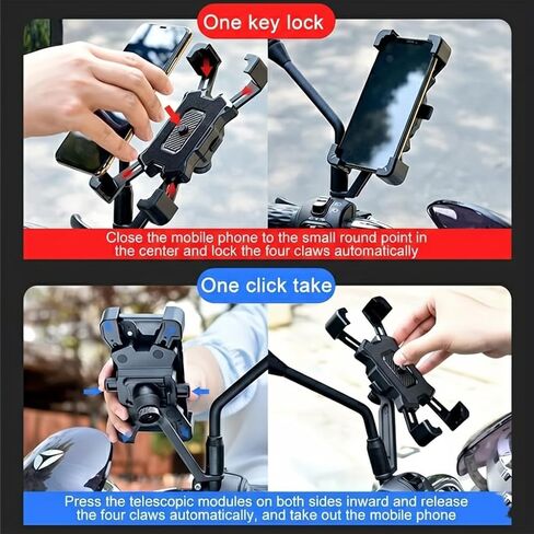 Secure Black Shockproof Bike Phone Mount, Hands-Free GPS Holder for E-Bikes & Motorcycles, Cycling Accessory in Saudi Arabia