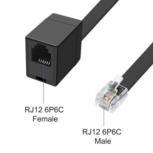 MEIRIYFA RJ12 6P6C كابل تمديد أنثى إلى ذكر RJ11/RJ12 Cat3 سماعة هاتف سلكية سلكية لموسع الهاتف 30 سم - قطعتين in Saudi Arabia