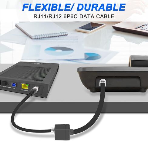 MEIRIYFA RJ12 6P6C كابل تمديد أنثى إلى ذكر RJ11/RJ12 Cat3 سماعة هاتف سلكية سلكية لموسع الهاتف 30 سم - قطعتين in Saudi Arabia