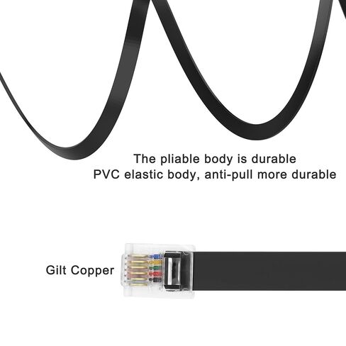 MEIRIYFA RJ12 6P6C كابل تمديد أنثى إلى ذكر RJ11/RJ12 Cat3 سماعة هاتف سلكية سلكية لموسع الهاتف 30 سم - قطعتين in Saudi Arabia