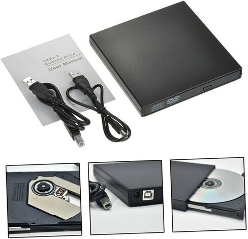 External CD DVD Drive, USB 2.0 Slim Protable External CD-RW Drive DVD-RW Burner Writer Player for Laptop Notebook PC Desktop Computer in Saudi Arabia