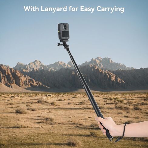 UTEBIT 5.9"-47" مقبض دوار ثلاثي القوائم مع عصا سيلفي غير مرئية، متوافق مع Insta360 X5/X4، DJI OSMO Pocket 3، GoPro، عصا سيلفي مدمجة بخيط 1/4 بوصة وحامل ثلاثي القوائم على الطاولة، أسود in Saudi Arabia