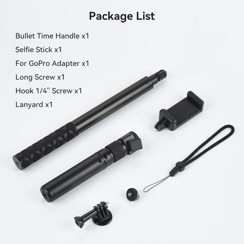 UTEBIT 5.9"-47" مقبض دوار ثلاثي القوائم مع عصا سيلفي غير مرئية، متوافق مع Insta360 X5/X4، DJI OSMO Pocket 3، GoPro، عصا سيلفي مدمجة بخيط 1/4 بوصة وحامل ثلاثي القوائم على الطاولة، أسود in Saudi Arabia