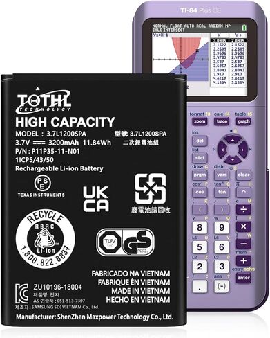 بطارية 3200 مللي أمبير TI-84 Plus CE، قابلة لإعادة الشحن لـ TI Nspire CX، [ترقية جديدة 2025] TI Nspire CX CAS (طراز جديد) in Saudi Arabia