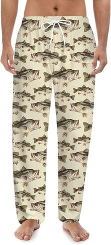 Bass Fish Pajama Pants, Cool Bass Fishing Pajama Bottoms for Men Women, Soft Novelty Pjs Sleepwear with Pockets in Saudi Arabia