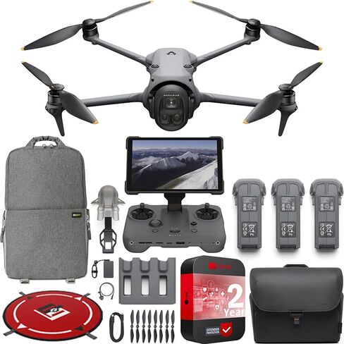 DJI Mavic 4 Pro Triple Camera Flass Fly Fly More Combo (W/DJI RC 2) ، 100MP 4/3 CMOS HASSELBLAD CAMPY مع فيديو HDR 6K/60FPS ، 0.1-LUX Nightscape ، حزمة استشعار عقبة مع مجموعة Deco Gear Kit in Saudi Arabia