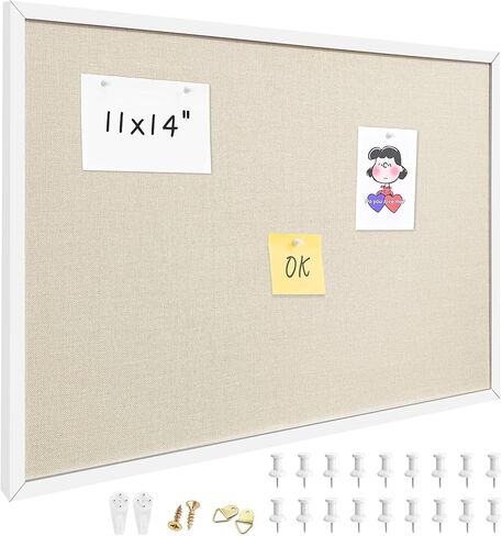 لوحة فلين مقاس 24 × 36 بوصة للتعليق على الحائط مع الكتان، لوحة إعلانات مع دبابيس دفع، لوحة رسائل مذكرة مثبتة لديكور المنزل والمكتب، وأساسيات غرفة النوم، وتنظيم الفصول الدراسية in Kuwait