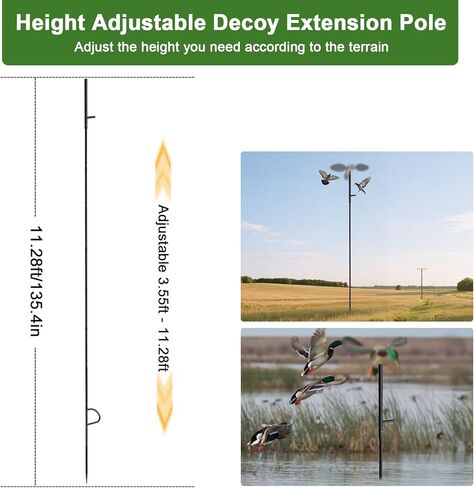 Outdoors Duck Decoys Extension Pole, 11 ft Height Adjustable Dove and Duck Huting Decoys Stand Pole Works with Spinning Wing Decoys, Duck Hunting Accessories Gifts (Duck Decoy not Included) in Saudi Arabia
