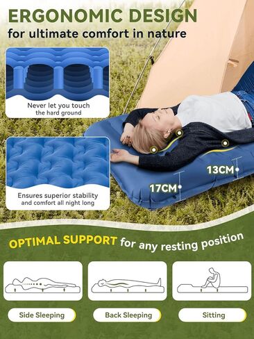 Hikenture Camping Sleeping Pad with Foot Pump, Camping Mattress Ultra-Thick 5.1 Inch, Ergonomic Backpacking Sleeping Mat, Ultralight, Inflatable &Compact Tent Camp Mat in Saudi Arabia