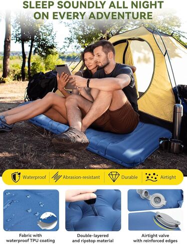 Hikenture Camping Sleeping Pad with Foot Pump, Camping Mattress Ultra-Thick 5.1 Inch, Ergonomic Backpacking Sleeping Mat, Ultralight, Inflatable &Compact Tent Camp Mat in Saudi Arabia